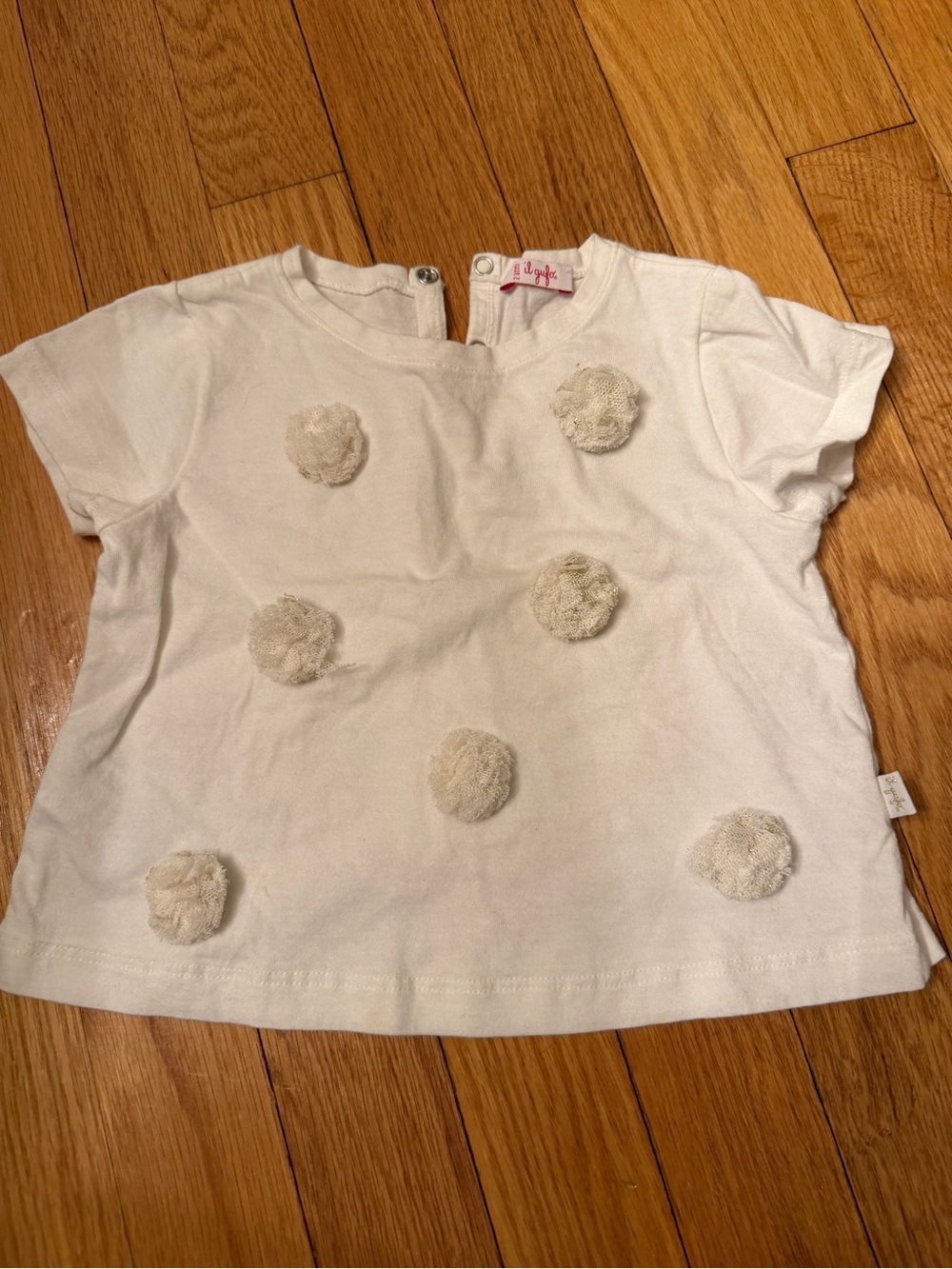 Il Gufo Cream and White Cotton Pom-Pom Tee